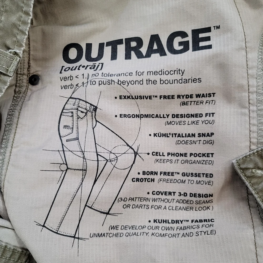 Kuhl Pants Mens 34x32 Brown Outrage Hiking Outdoor Free Ryde Waist - Picture 8 of 10